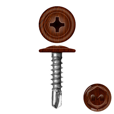 Caморез ПШС по металлу 4,2х16 под Темное дерево, Дуб, Каштан прессшайба сверло